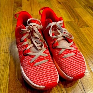 Nike Lebron Basketball shoes, bright orange, size 7.5